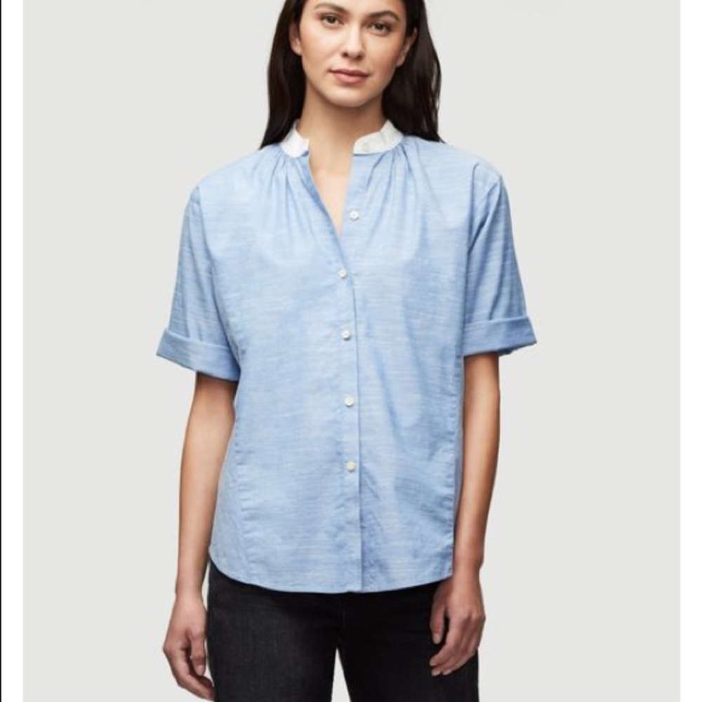 Frame blue rolled sleeve shirt size S